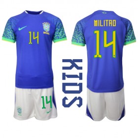 Baby Fußballbekleidung Brasilien Eder Militao #14 Auswärtstrikot WM 2022 Kurzarm (+ kurze hosen)
